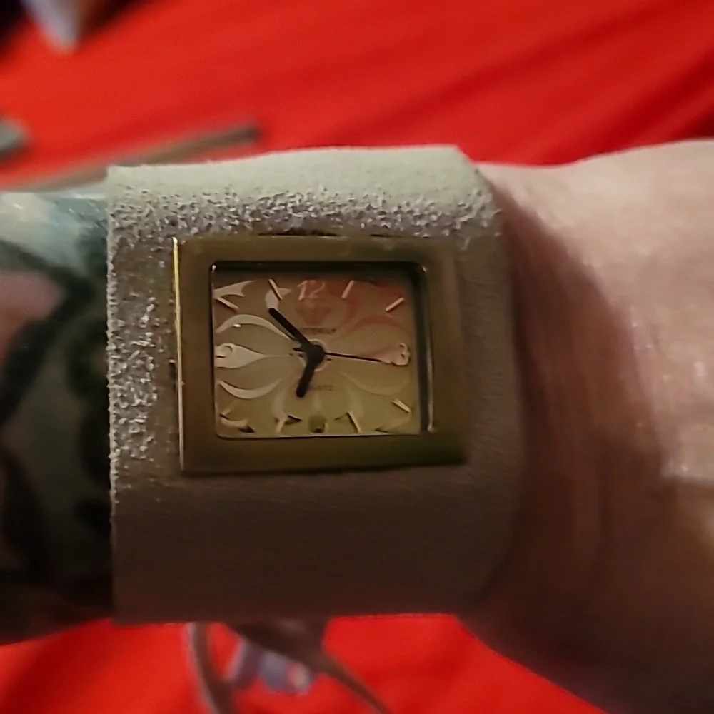 2 Suede Leather Fringed Wrist Cuffs With Watches‎ Western Biker Boho Grey Beige